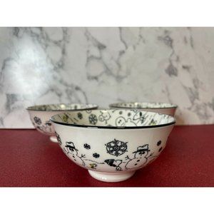 NWOT Set of 3 Peanuts Snowman Sauce Bowl 4.5" x 4.5" x 2.5"